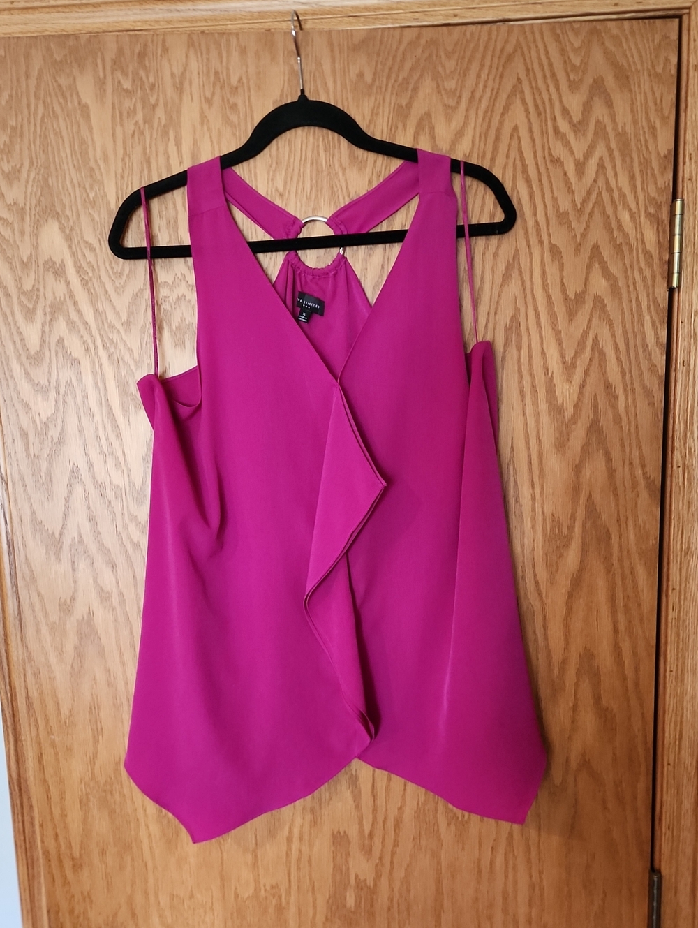 The Limited Fuchsia Ruffle-Front Ring-Back Pink Tank Top,  Size Xl